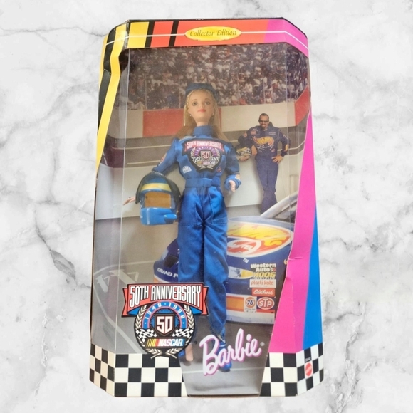 NASCAR 50th Anniversary BARBIE DOLL 1998 NRFB 50th #20442 - Picture 2 of 10